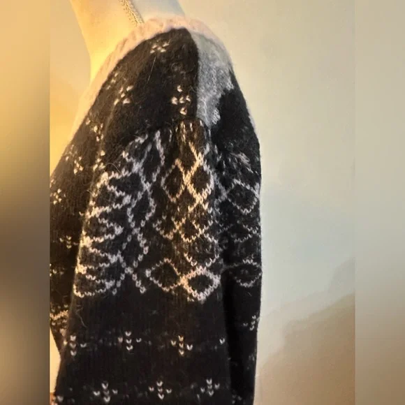 Free People Snow Globe Pullover Sweater in Onyx Combo XL NWT